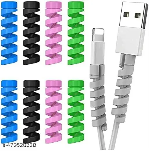 Premium Quality Set of 4 of Charging Cable Protector Drop Clips for Data Cable, Earphones, Mouse, Laptop Cable Protector (Multi Color)