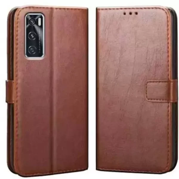 Flip Cover for Vivo V20 SE ,Model V2022 (Brown, Dual Protection, Pack of: 1)