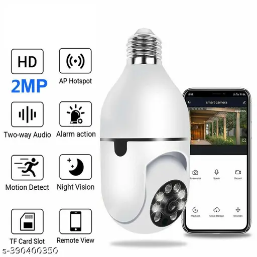 Coreprix Wi-fi Bulb Shape CCTV Night Vision Outdoor Home Office Monitoring Security Camera (1 Channel)