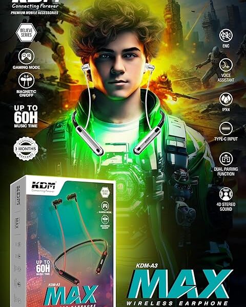KDM A3 MAX Bluetooth Neckband Upto 60 Hours